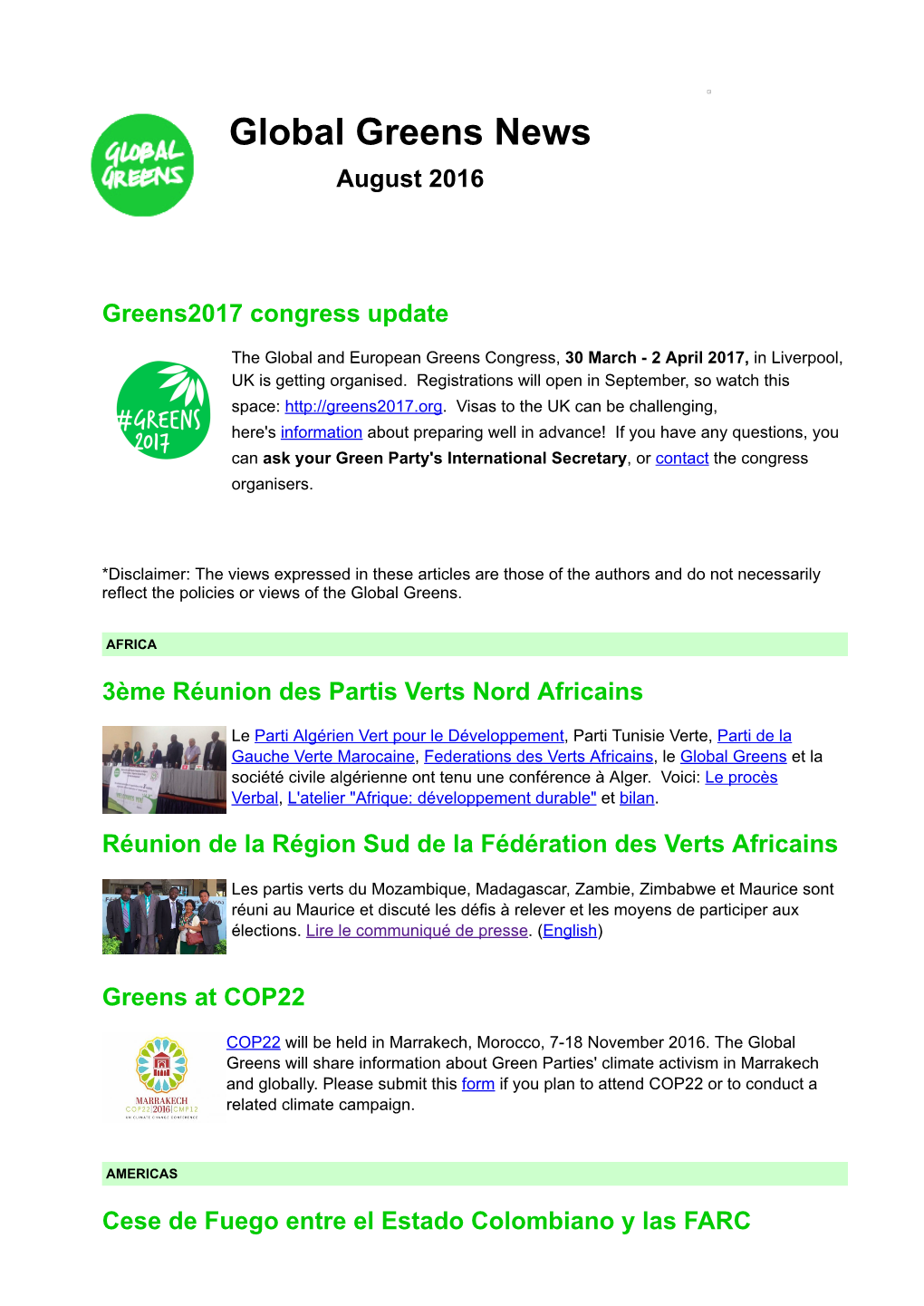 Global Greens News