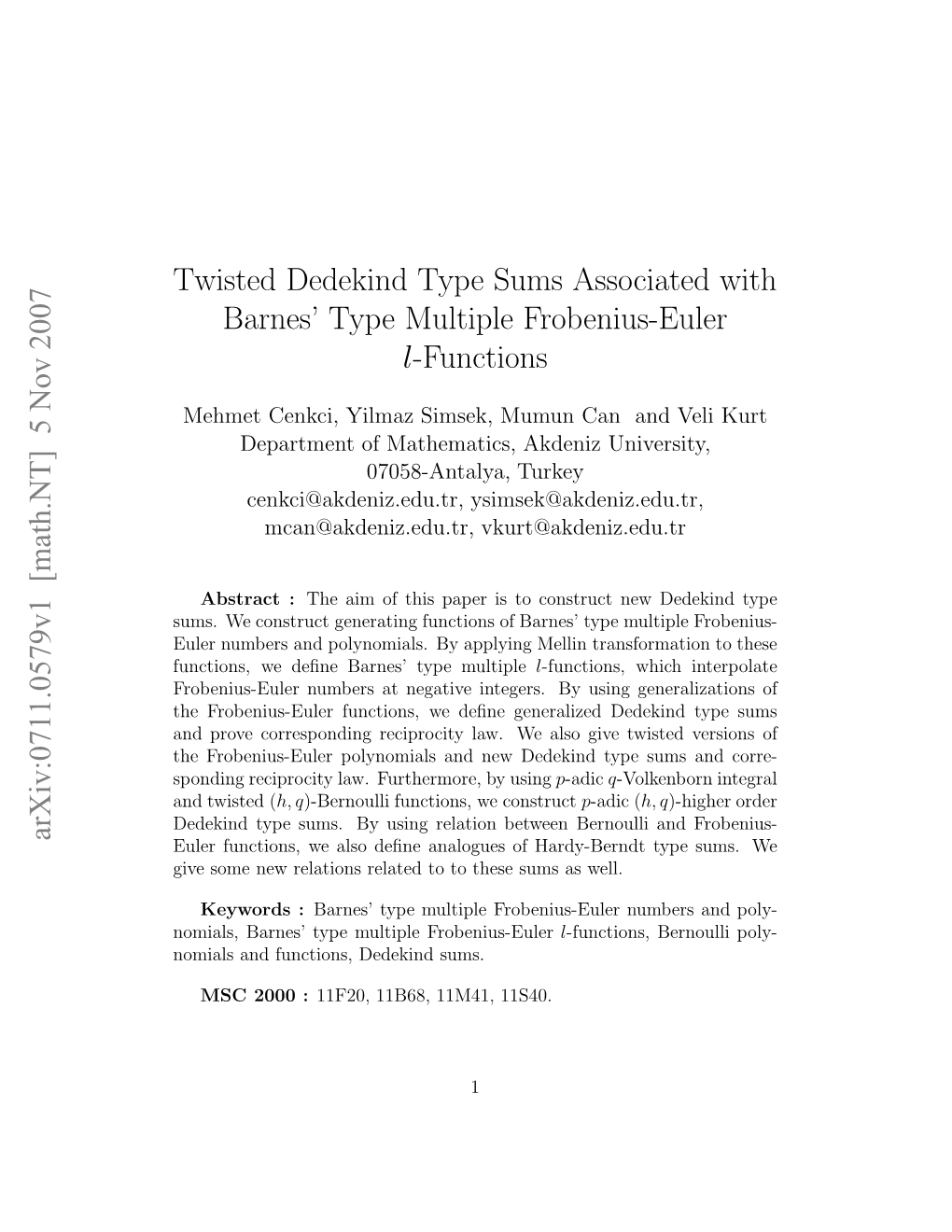 Twisted Dedekind Type Sums Associated with Barnes' Type Multiple Frobenius-Euler L-Functions