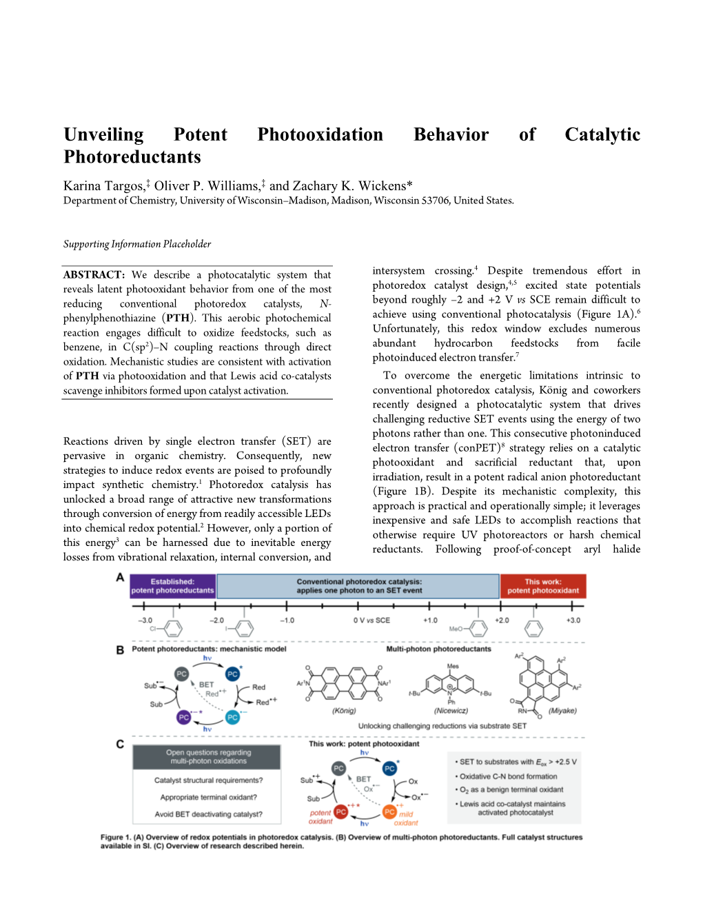 Unveiling Potent Photooxidation Behavior of Catalytic Photoreductants Karina Targos,‡ Oliver P