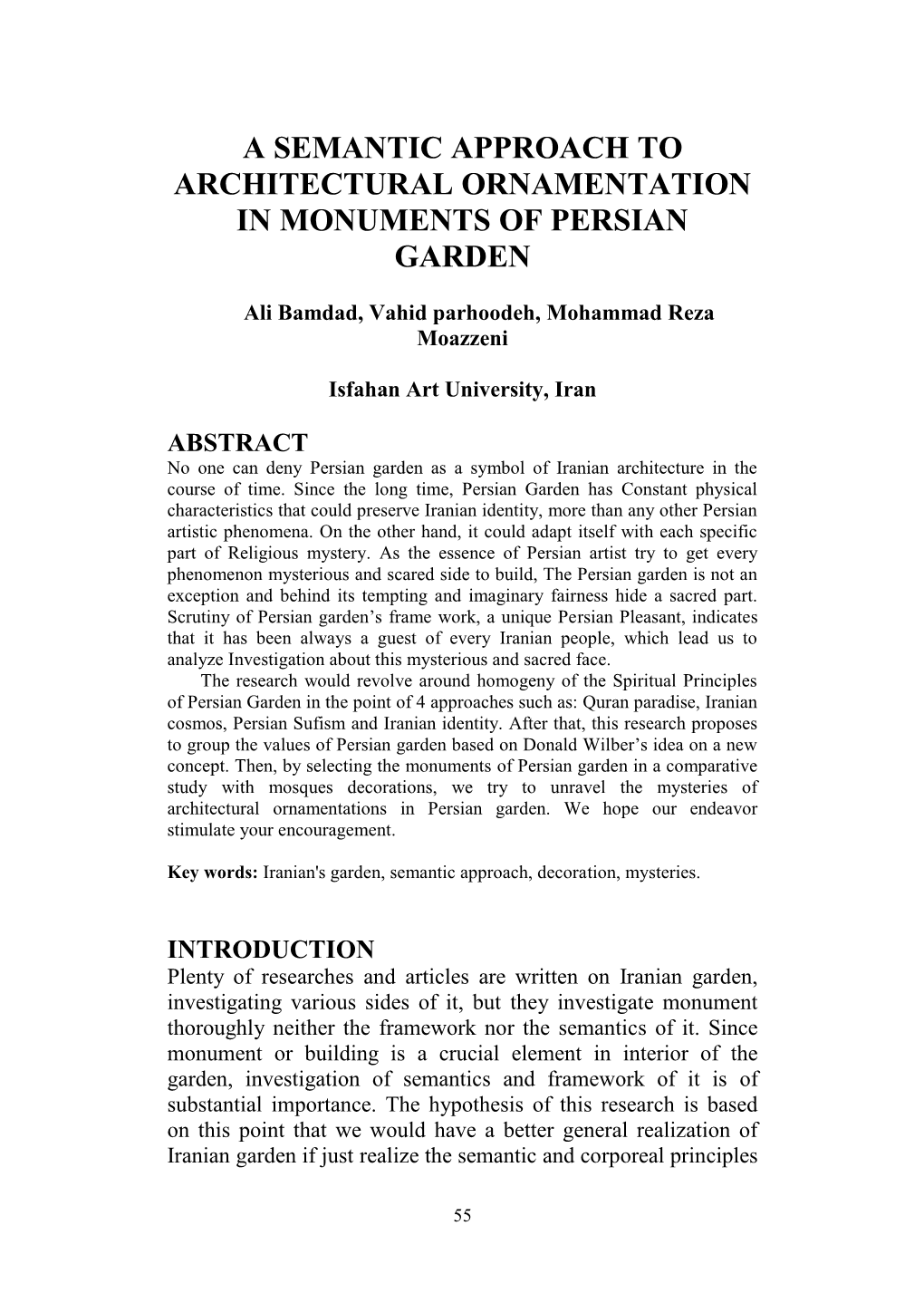 A Semantic Approach to Architectural Ornamentation in Monuments of Persian Garden