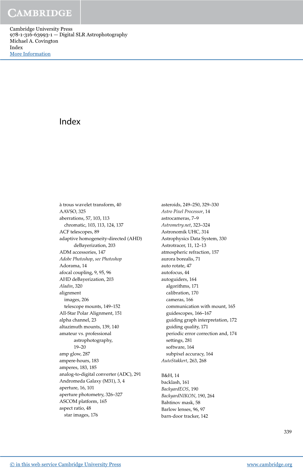 Cambridge University Press 978-1-316-63993-1 — Digital SLR Astrophotography Michael A