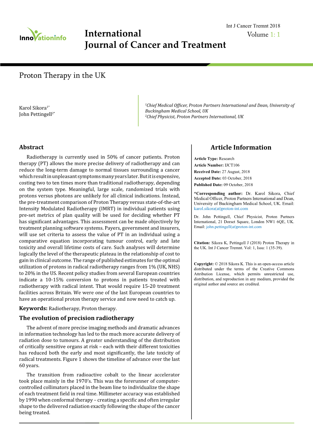 Proton Therapy in the UK