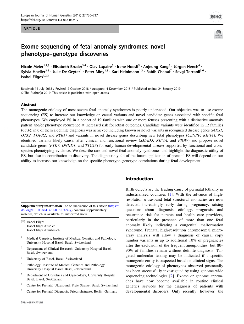 Exome Sequencing of Fetal Anomaly Syndromes: Novel Phenotype–Genotype Discoveries