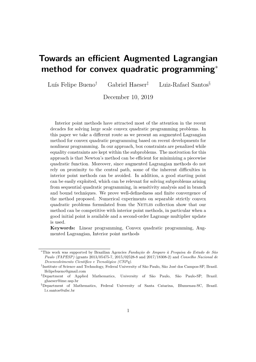 Towards an Efficient Augmented Lagrangian Method for Convex Quadratic Programming