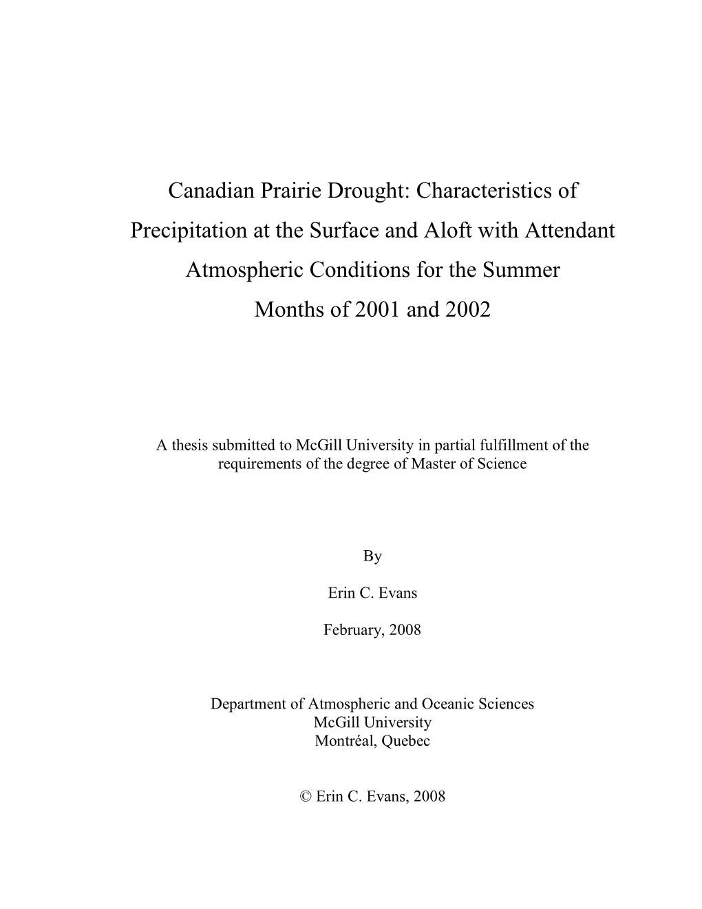 Drought on the Canadian Prairies