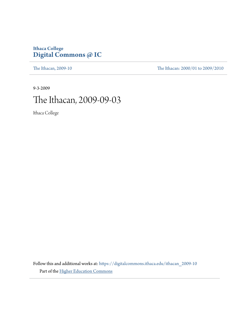 The Ithacan, 2009-09-03