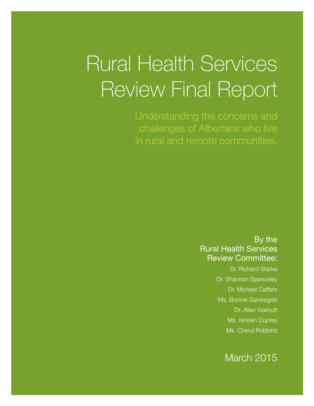 Rural Health Services Review Final Report