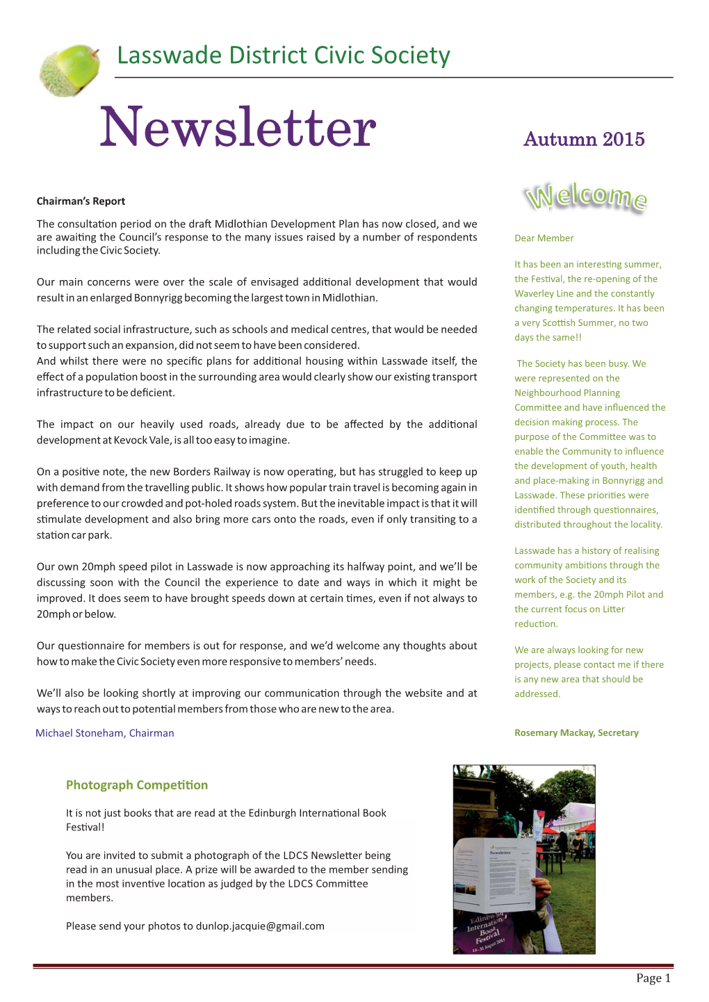 Lasswade Autumn Newletter 201