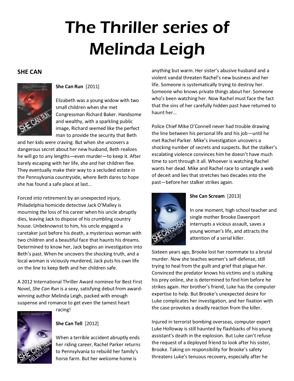 The Thriller Series of Melinda Leigh