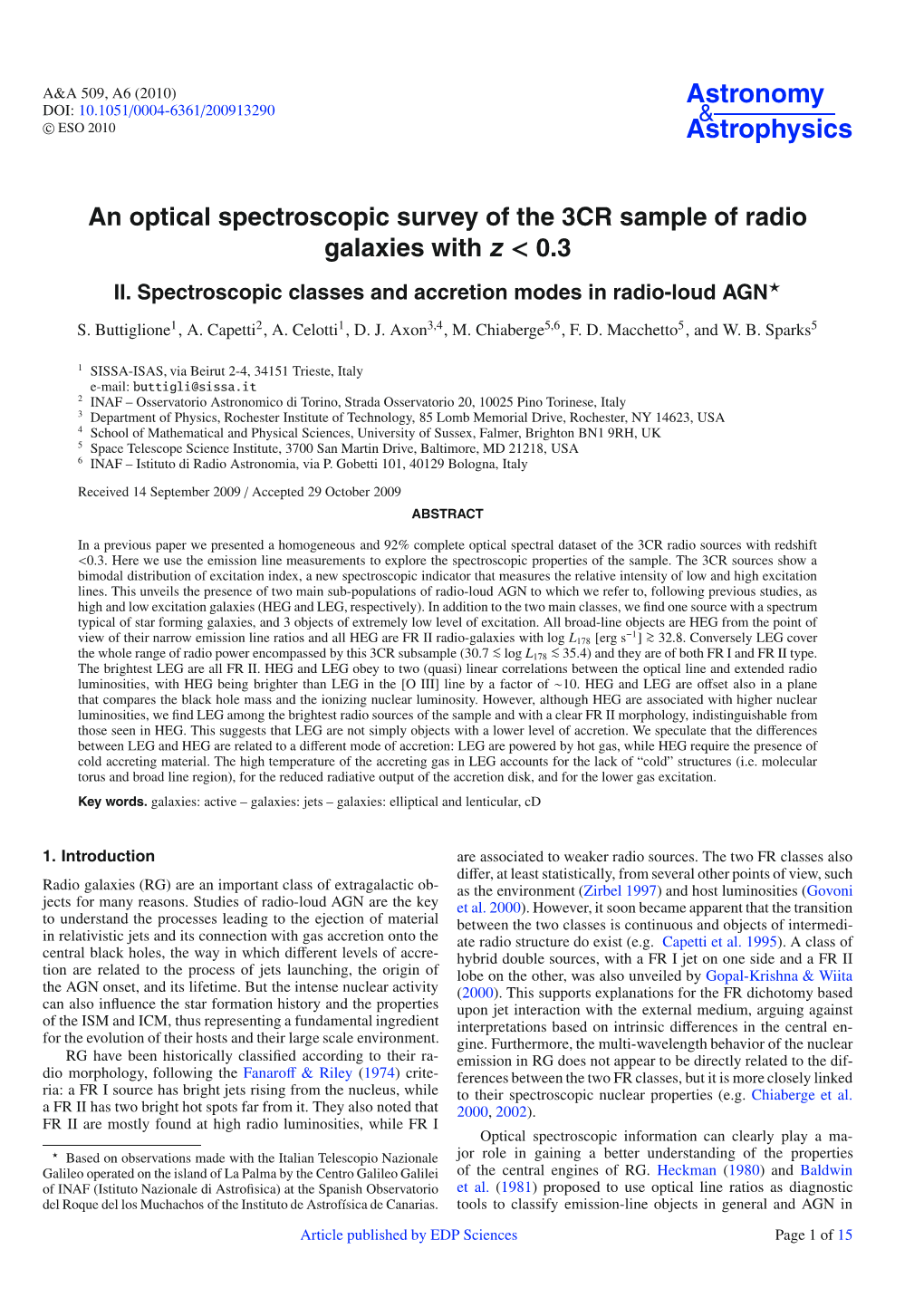 An Optical Spectroscopic Survey of the 3CR