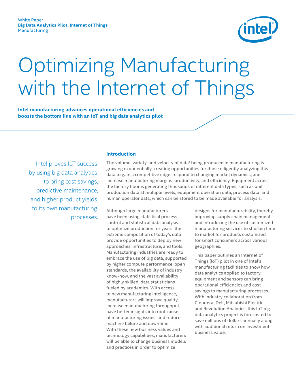 Optimizing Manufacturing with the Internet of Things