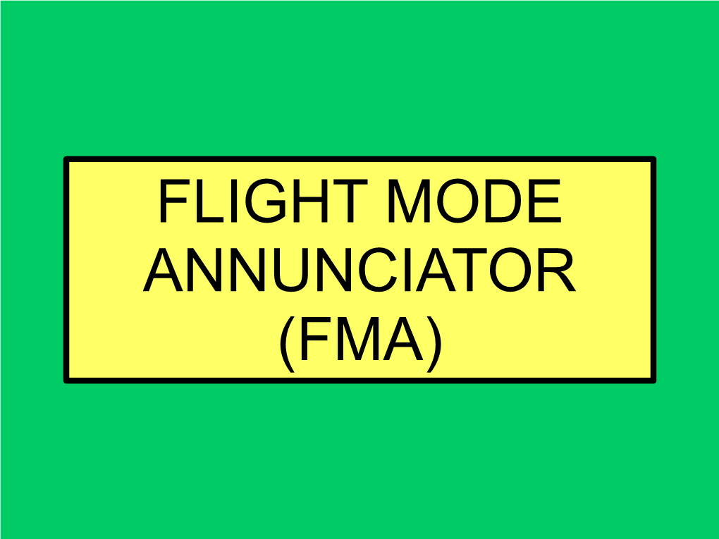 Flight Mode Annunciator (Fma) Fma General Fma – Columns & Rows