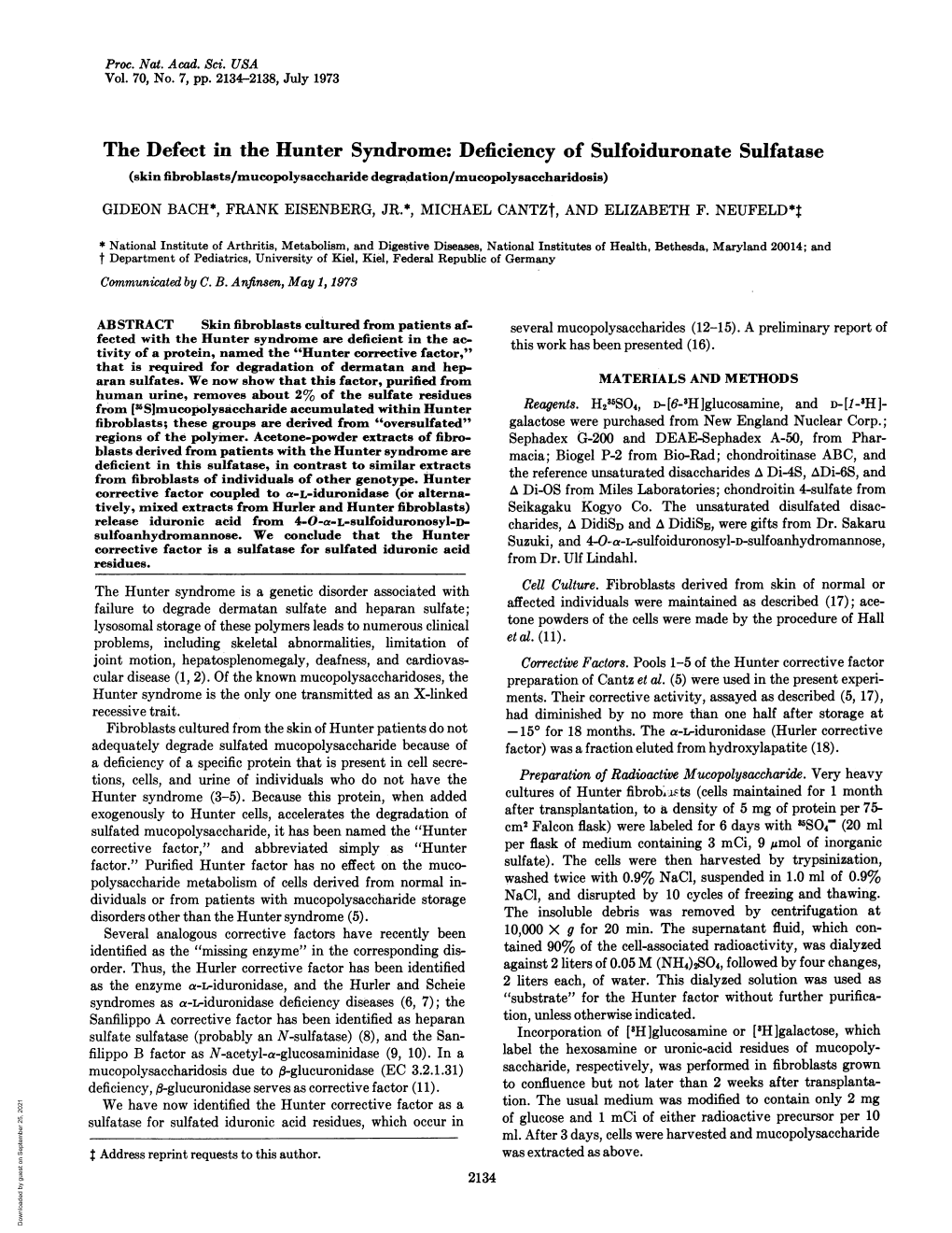 The Defect in the Hunter Syndrome