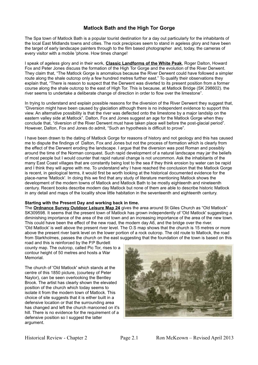 Matlock Bath and the High Tor Gorge Historical Review