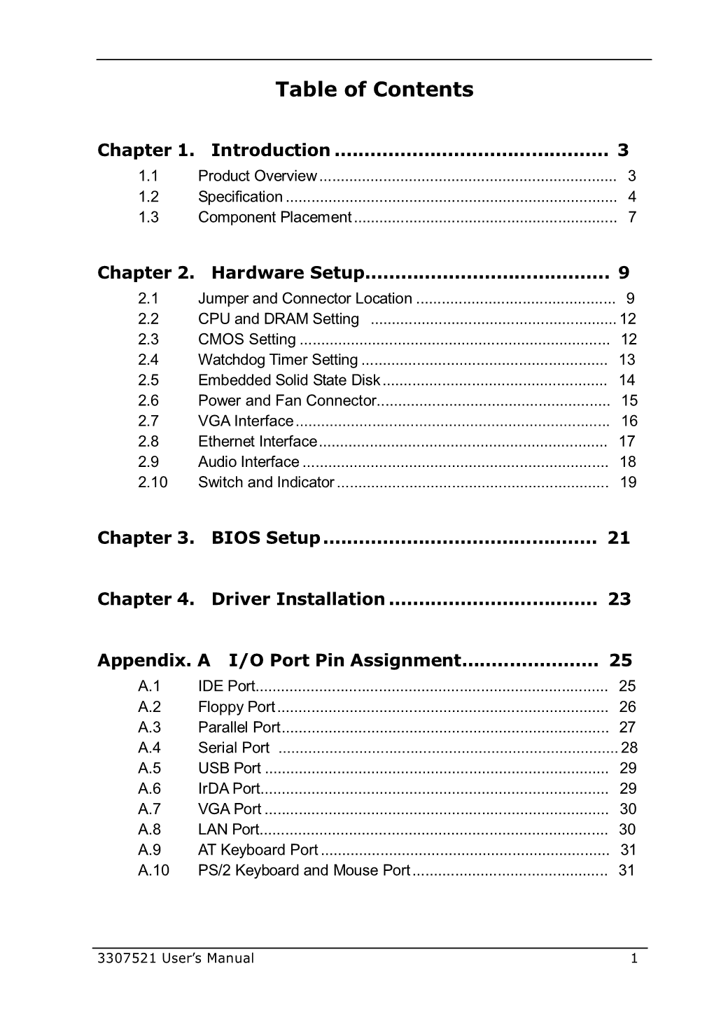 Table of Contents