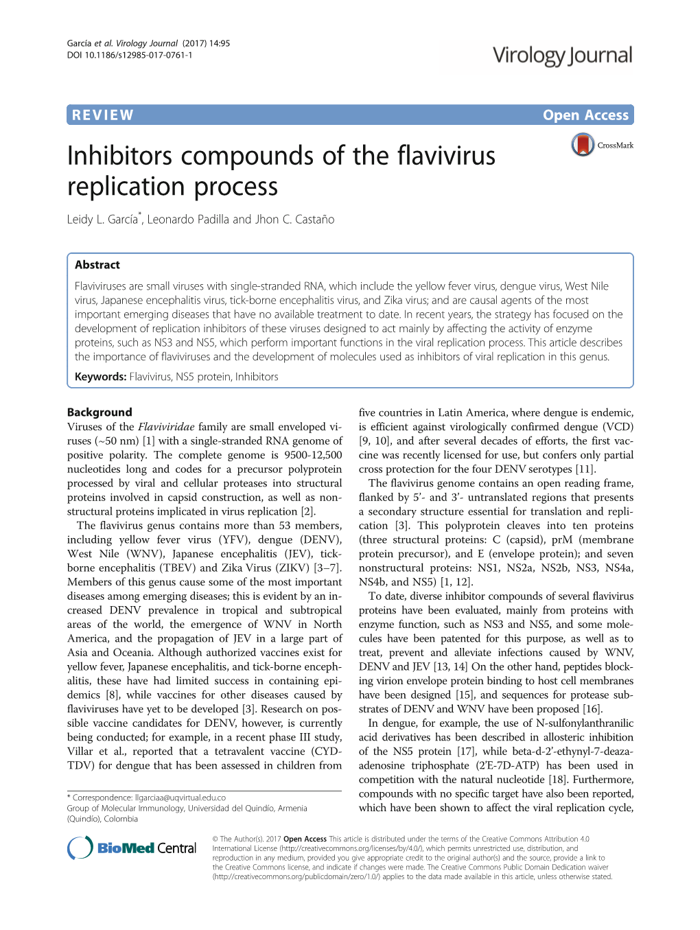 Inhibitors Compounds of the Flavivirus Replication Process Leidy L