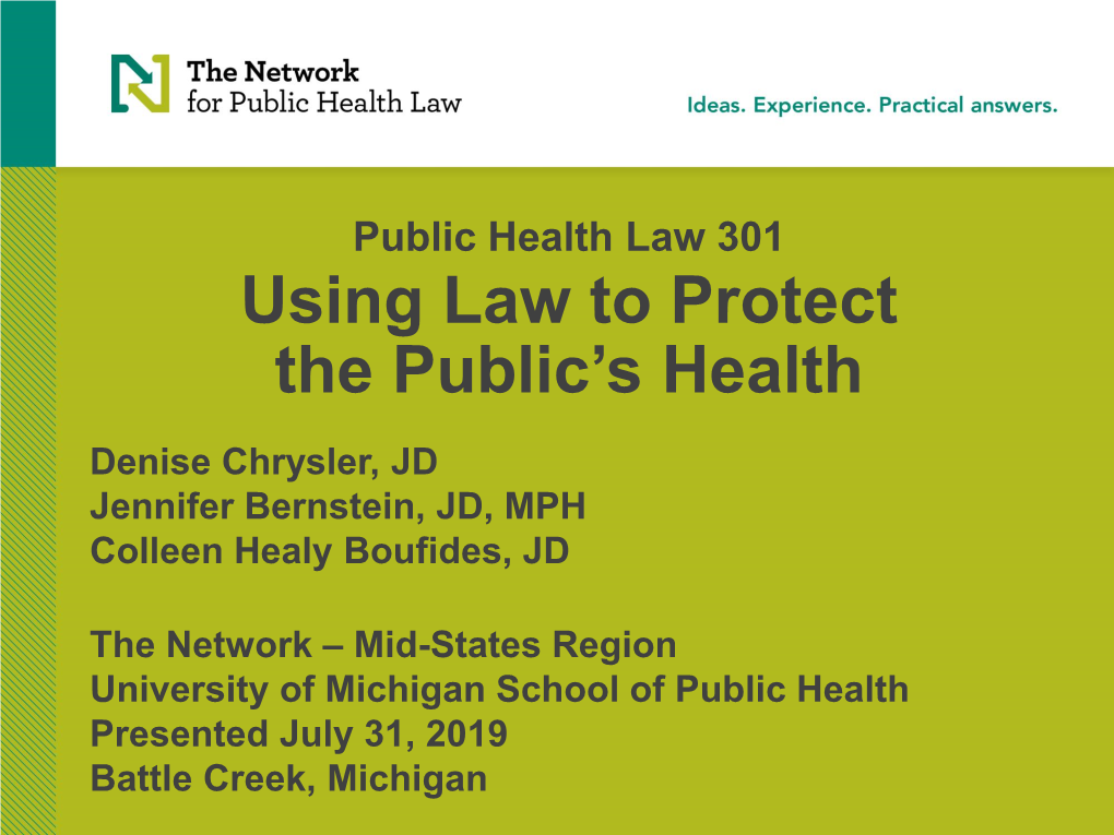 Michigan Public Health Law Training