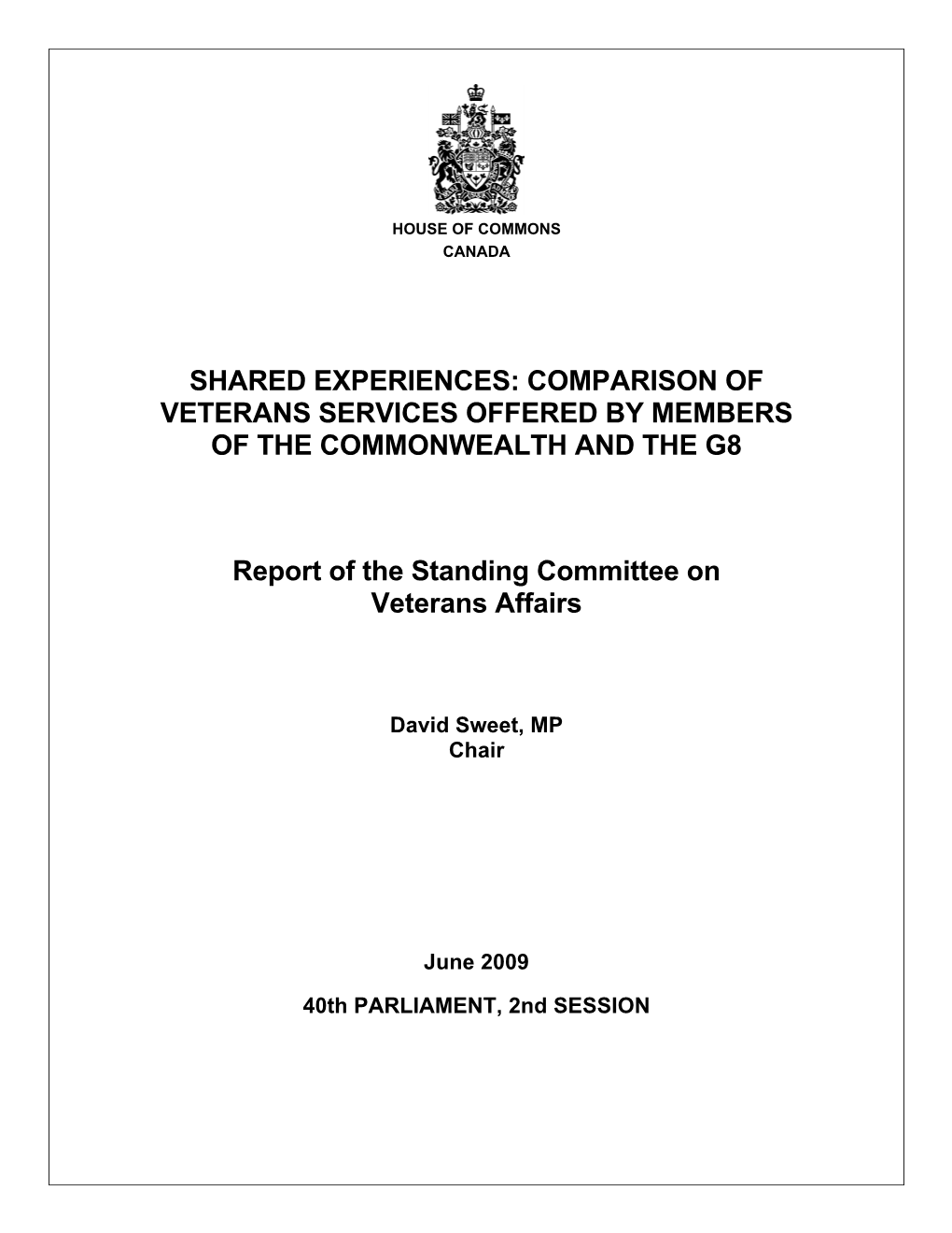 Shared Experiences: Comparison of Veterans Services Offered by Members of the Commonwealth and the G8