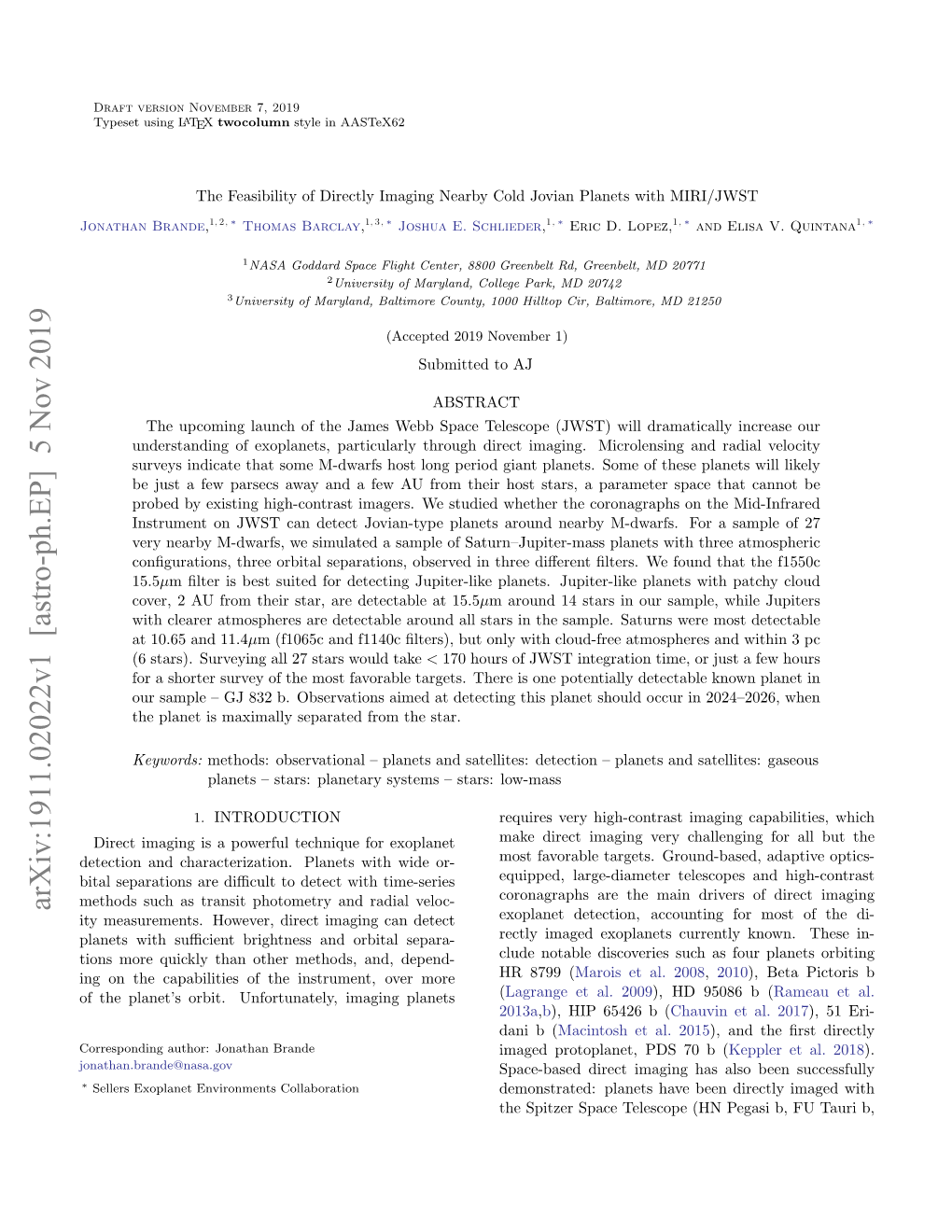 Arxiv:1911.02022V1 [Astro-Ph.EP] 5 Nov 2019 Ity Measurements