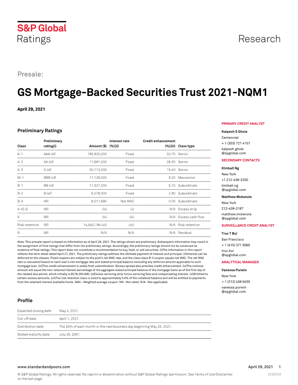 GS Mortgage-Backed Securities Trust 2021-NQM1