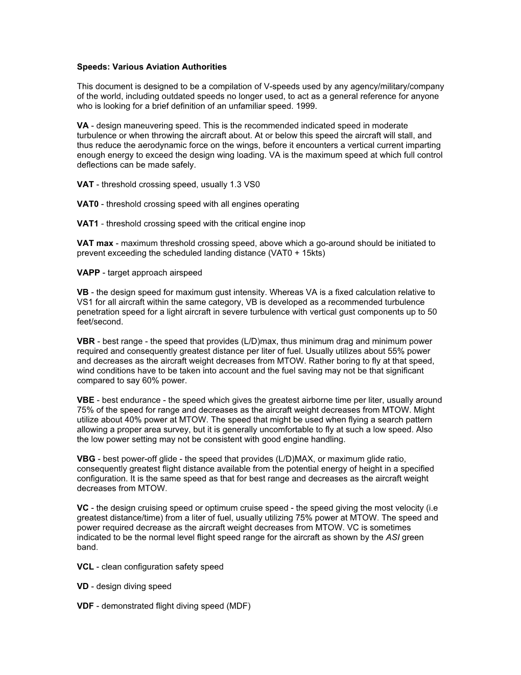 Speeds: Various Aviation Authorities