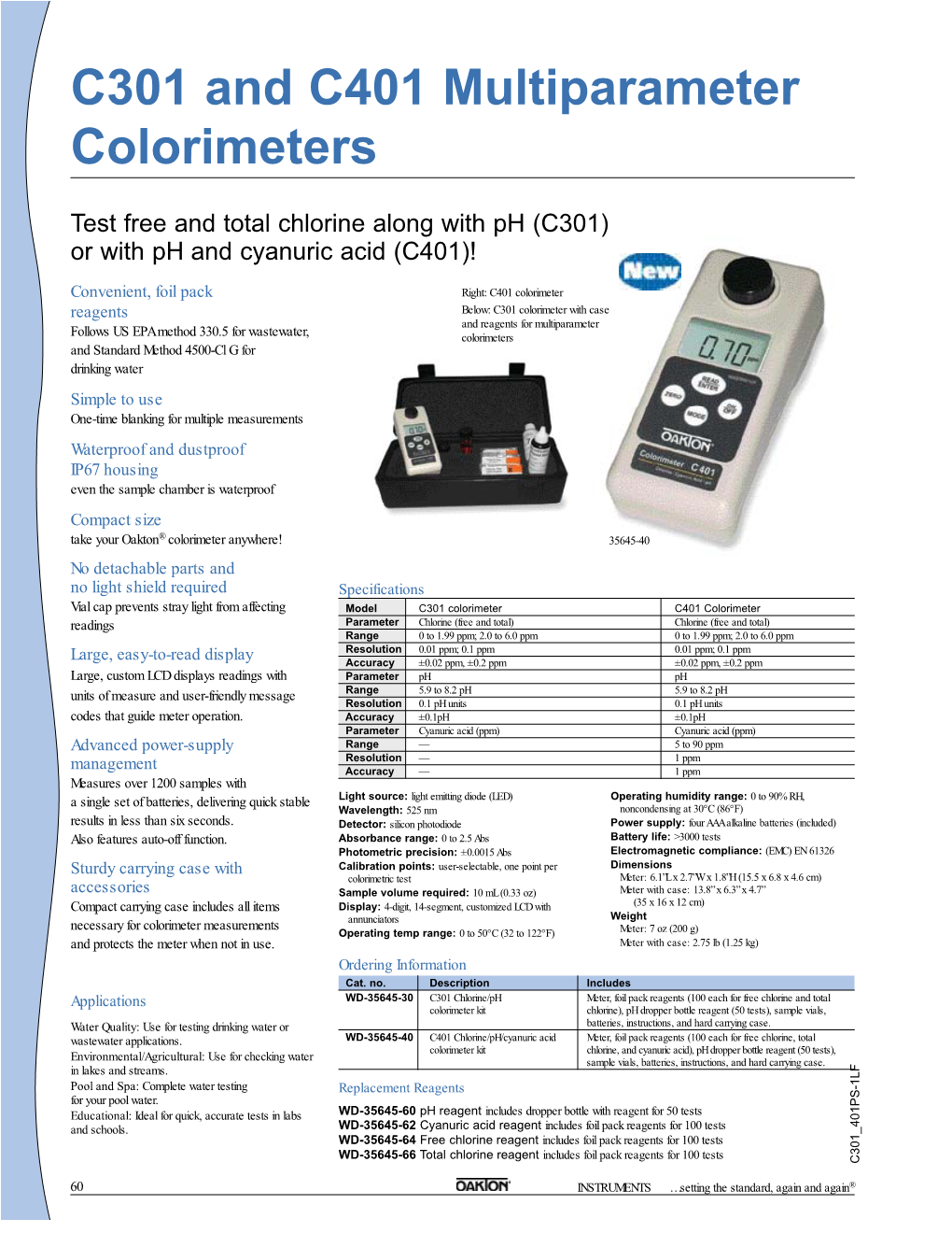 C301 and C401 Multiparameter Colorimeters