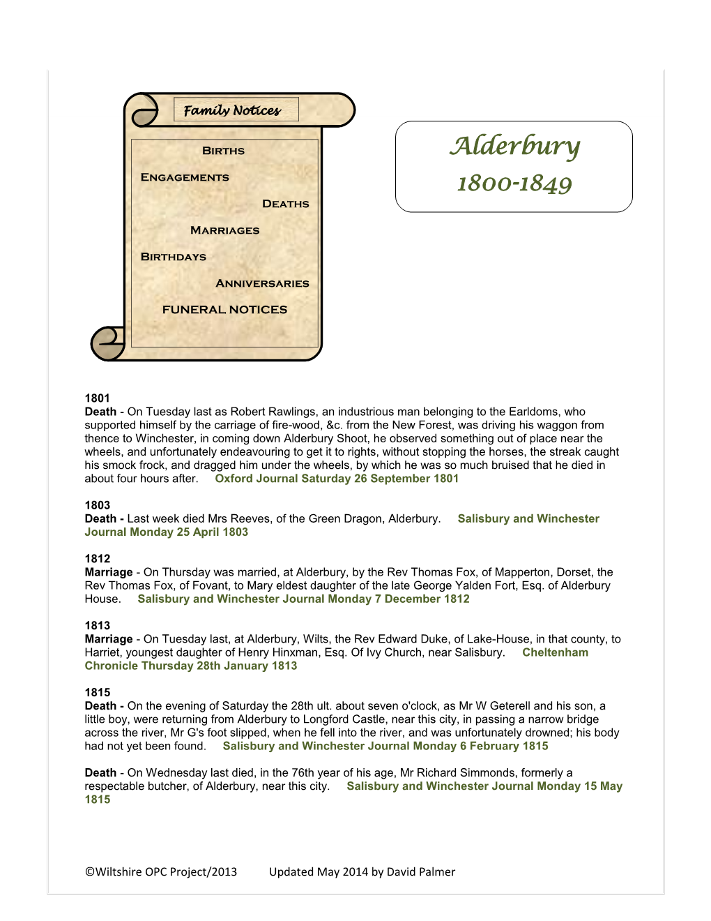 Alderbury 1800-1849