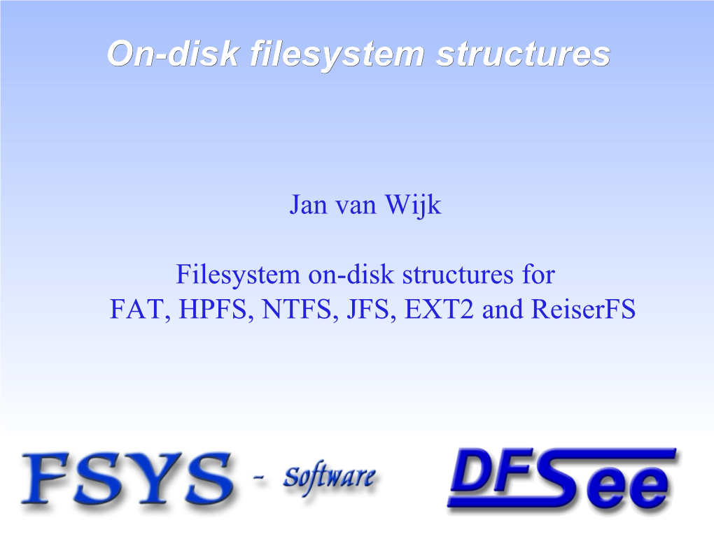 On-Disk Filesystem Structures