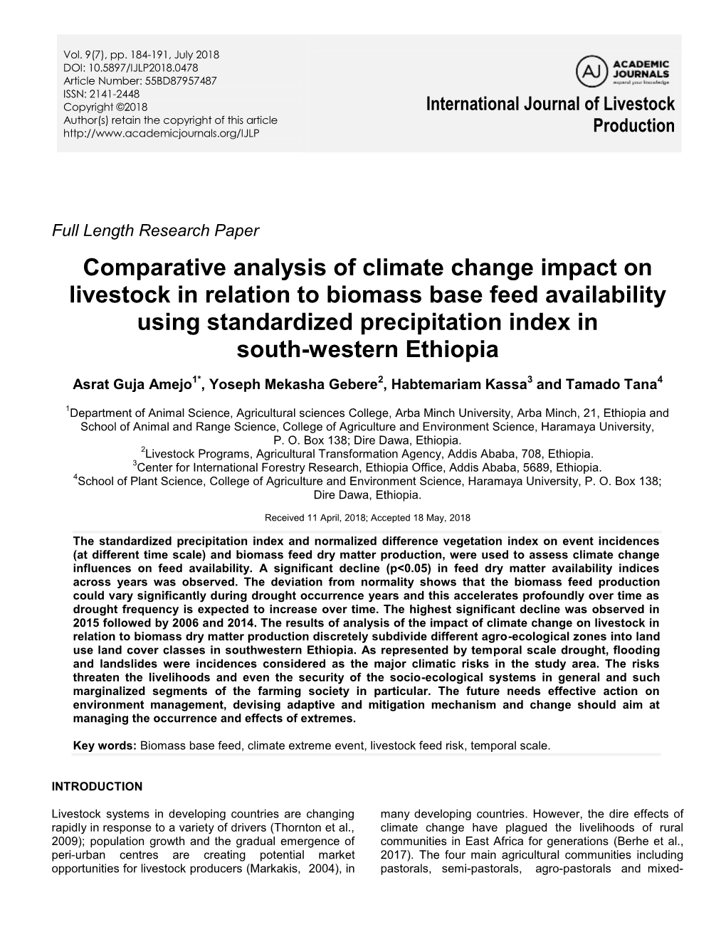Comparative Analysis of Climate Change Impact on Livestock