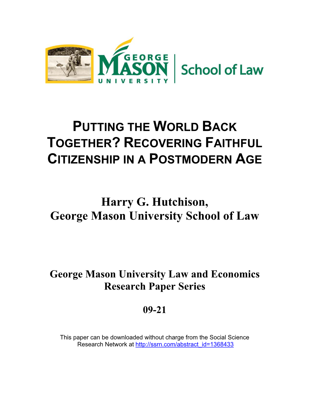 Harry G. Hutchison, George Mason University School of Law