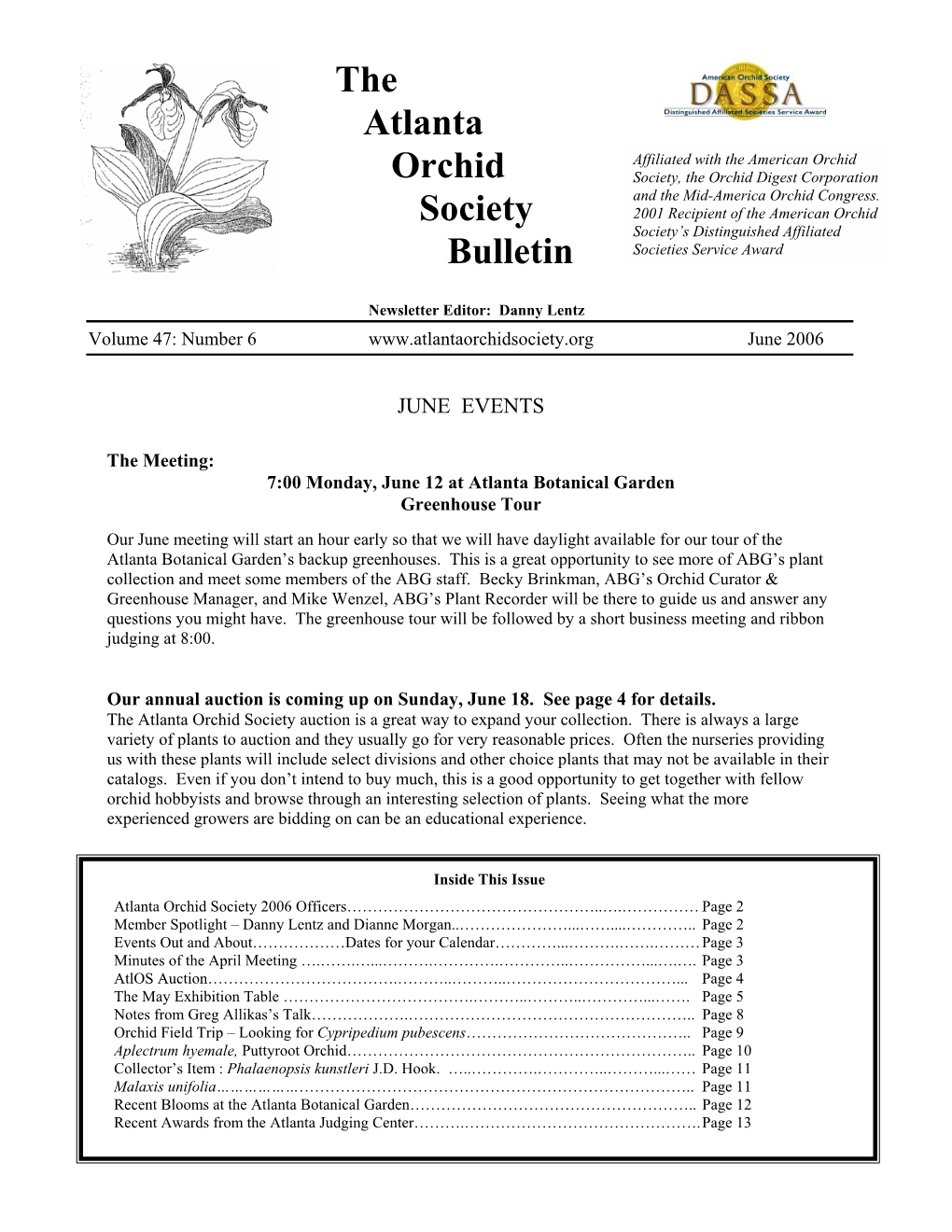 Atlanta Orchid Society Newsletter