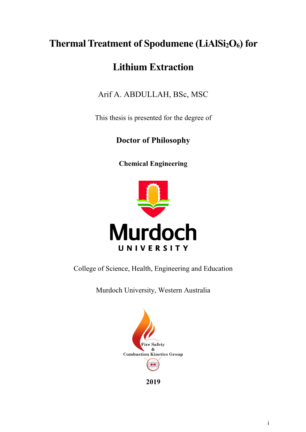 Thermal Treatment of Spodumene (Lialsi2o6) for Lithium Extraction