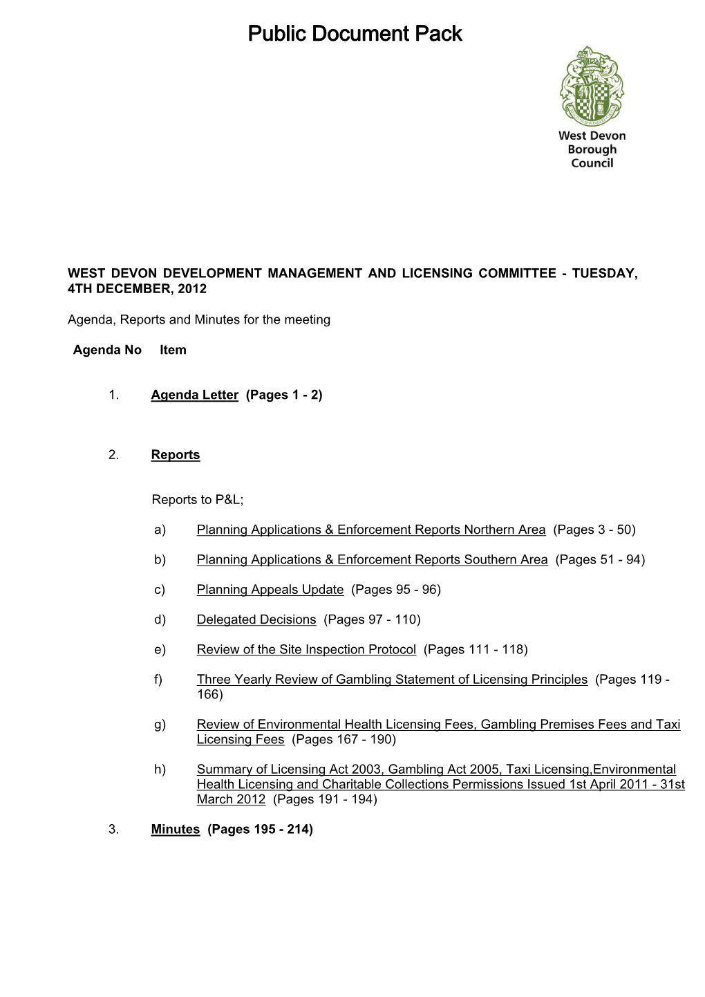 (Public Pack)Agenda Document for West Devon Development