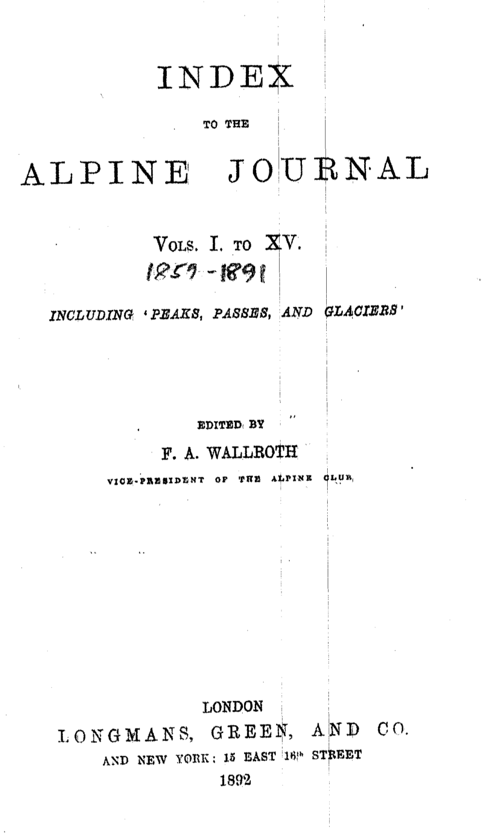 Volumes 1 to 15 1859 to 1891