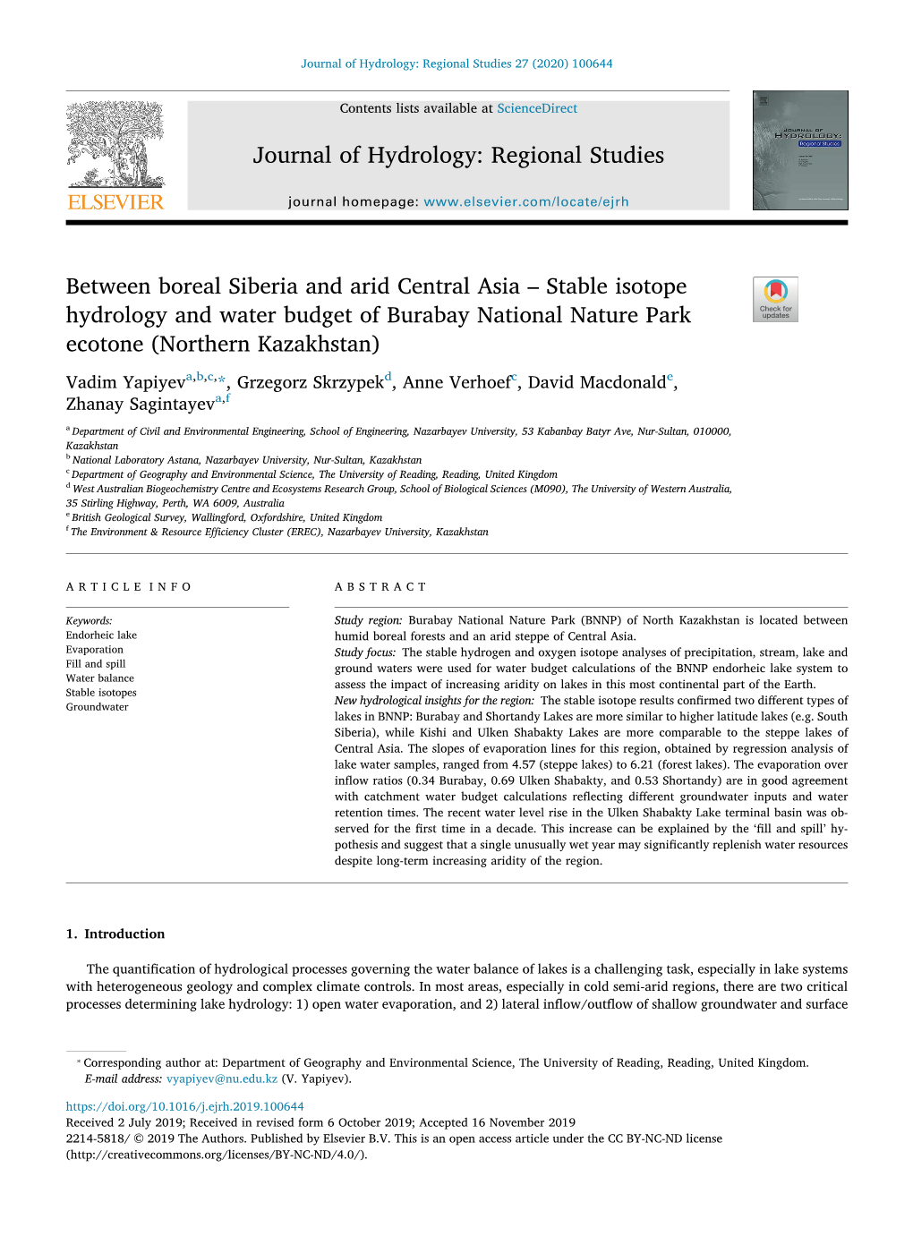 Stable Isotope Hydrology and Water