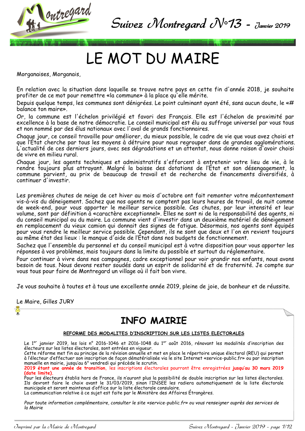 Bulletin Municipal Montregard Janvier 2019