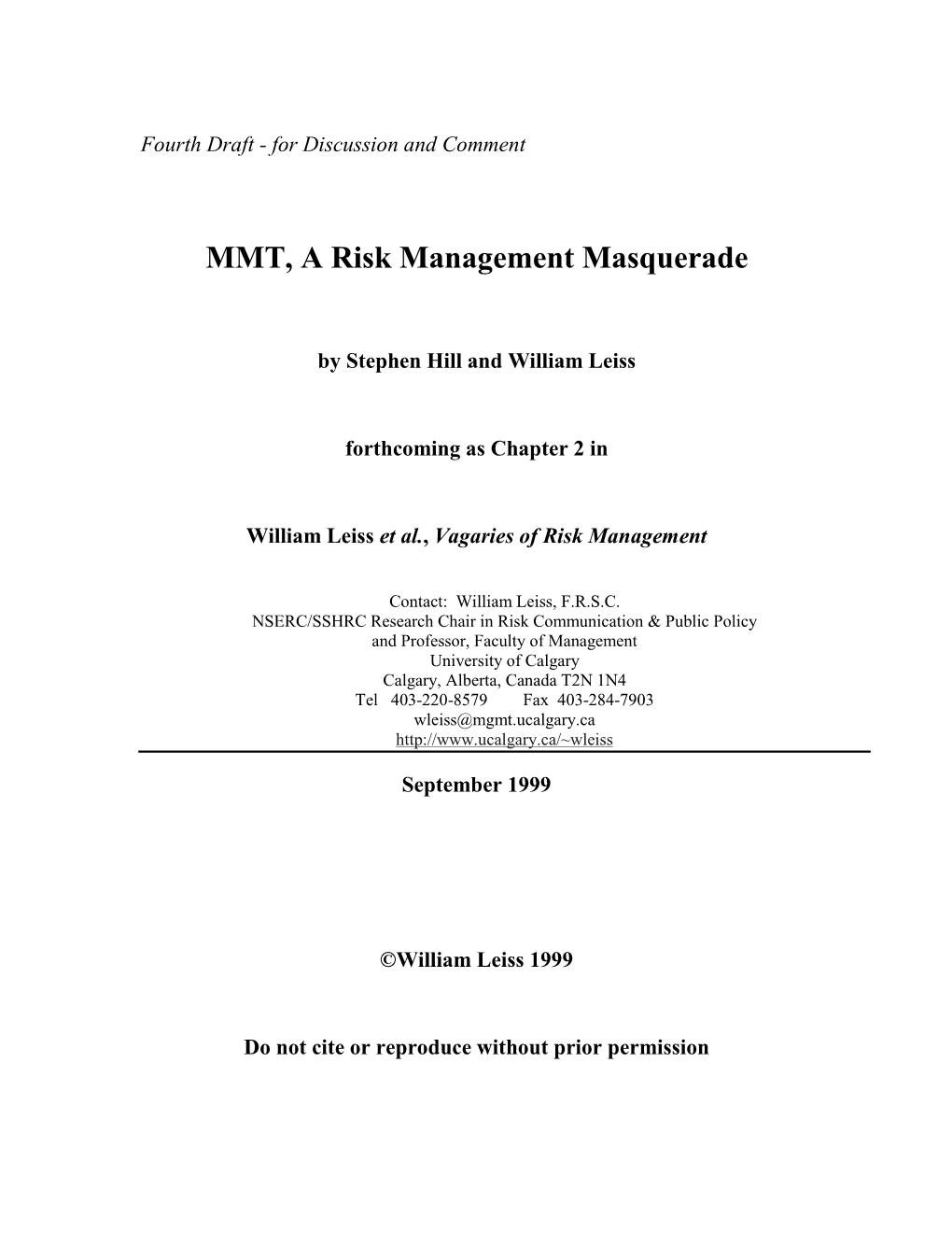 MMT, a Risk Management Masquerade