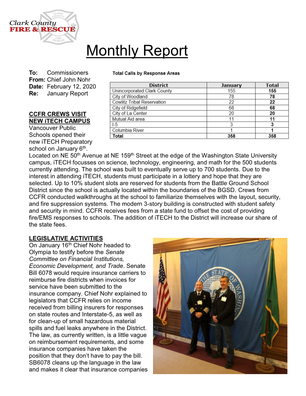 Chief's Report January 2020