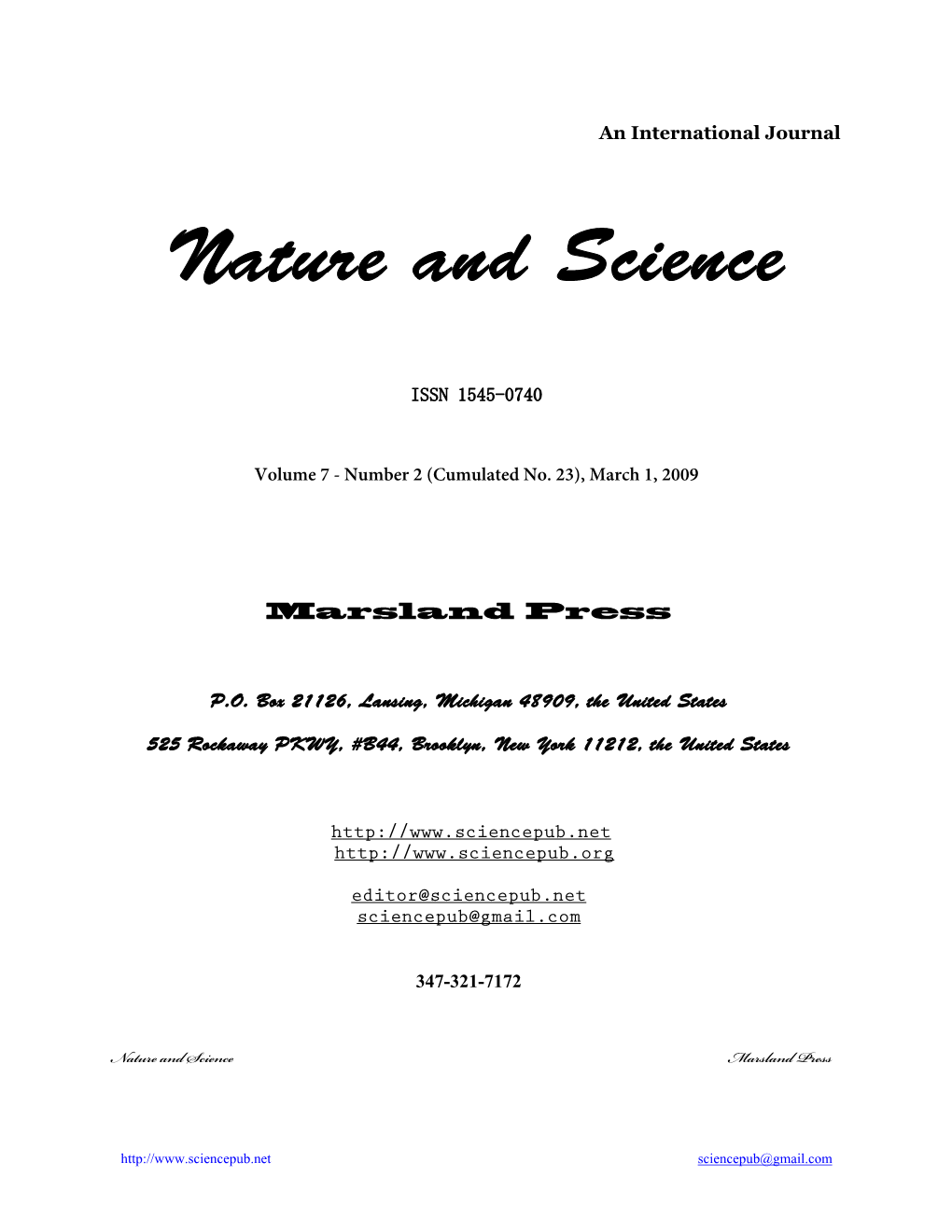 Nature and Science