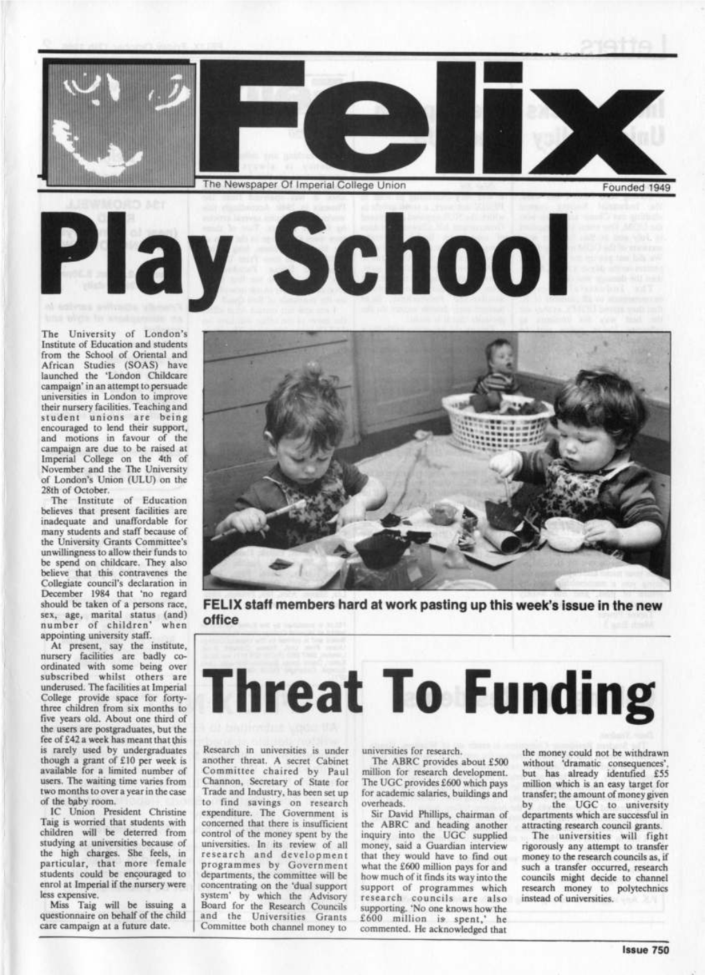 Felix Issue 725, 1986