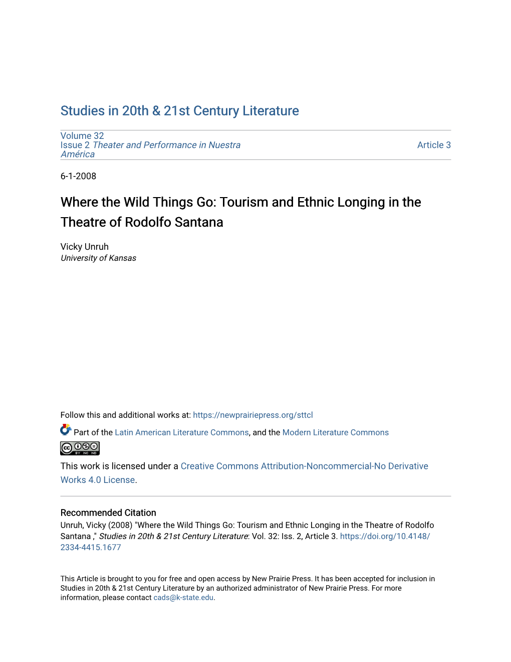 Tourism and Ethnic Longing in the Theatre of Rodolfo Santana