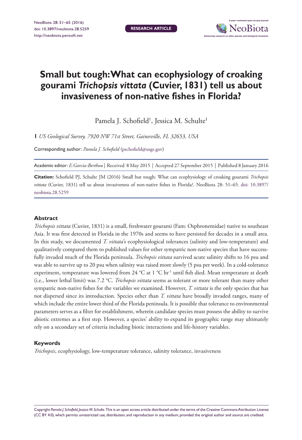 What Can Ecophysiology of Croaking Gourami Trichopsis Vittata