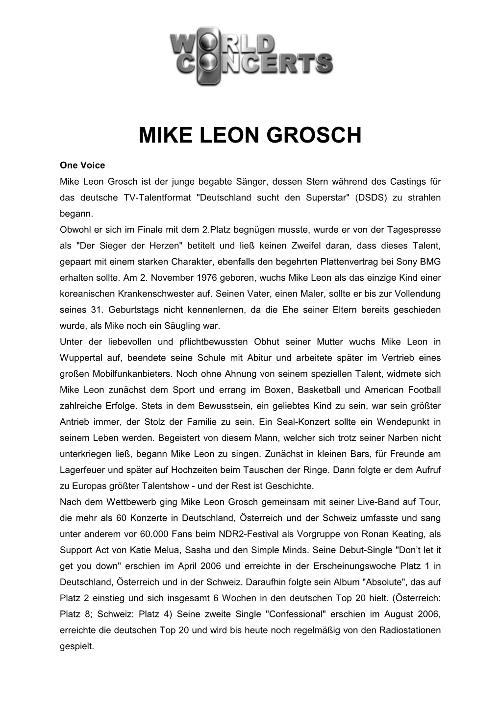 Bio Mike Leon Grosch