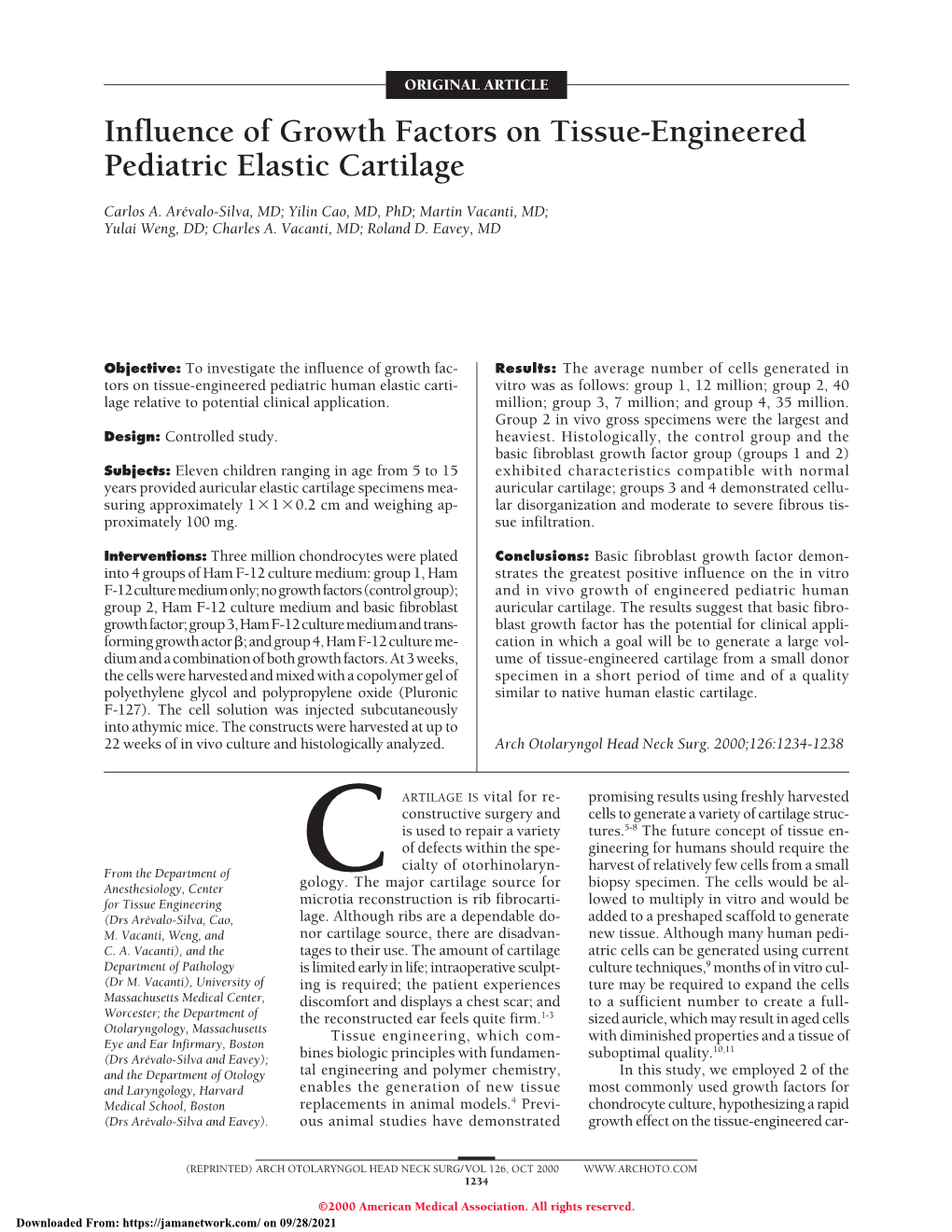 Influence of Growth Factors on Tissue-Engineered Pediatric Elastic Cartilage