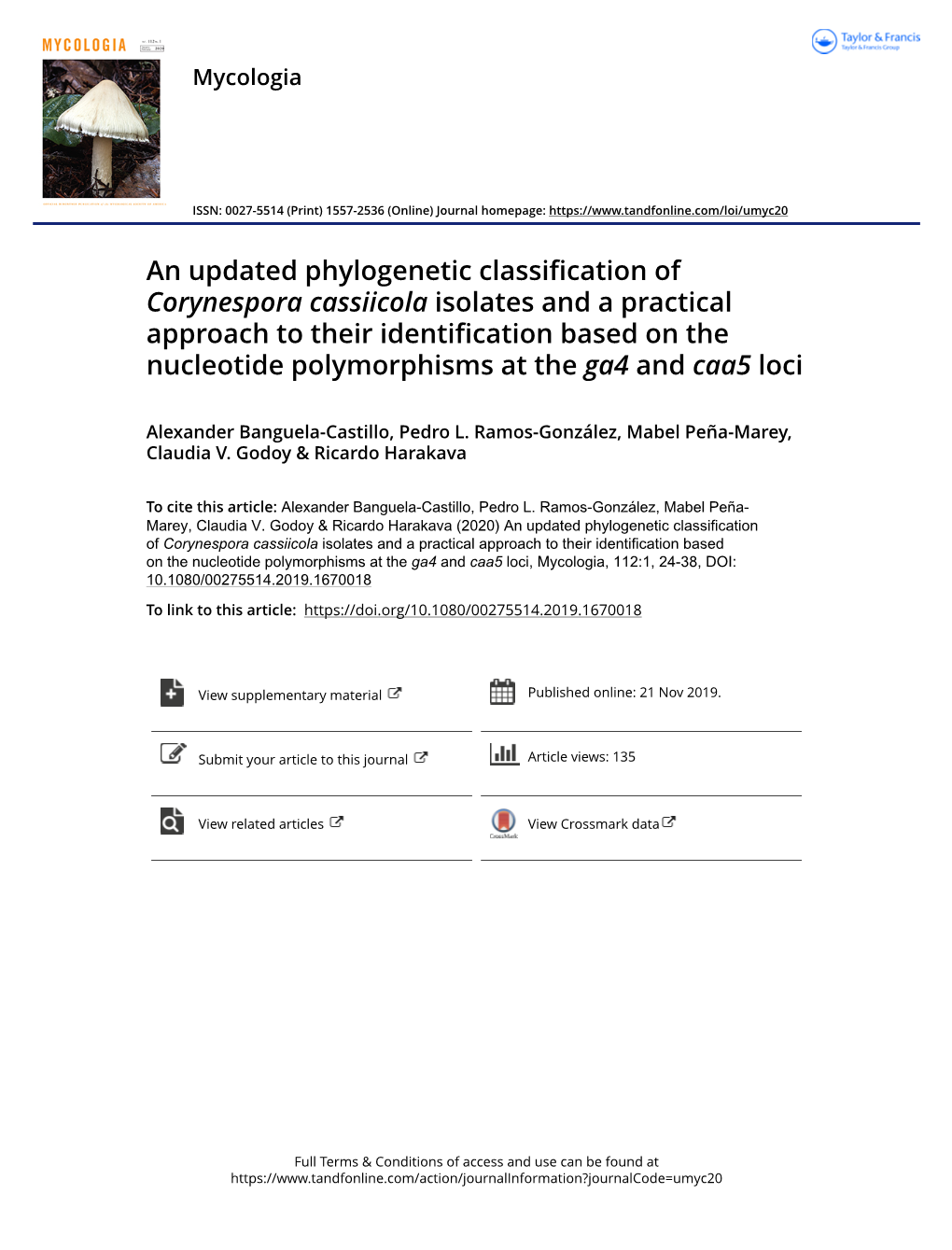 An Updated Phylogenetic Classification of Corynespora Cassiicola Isolates