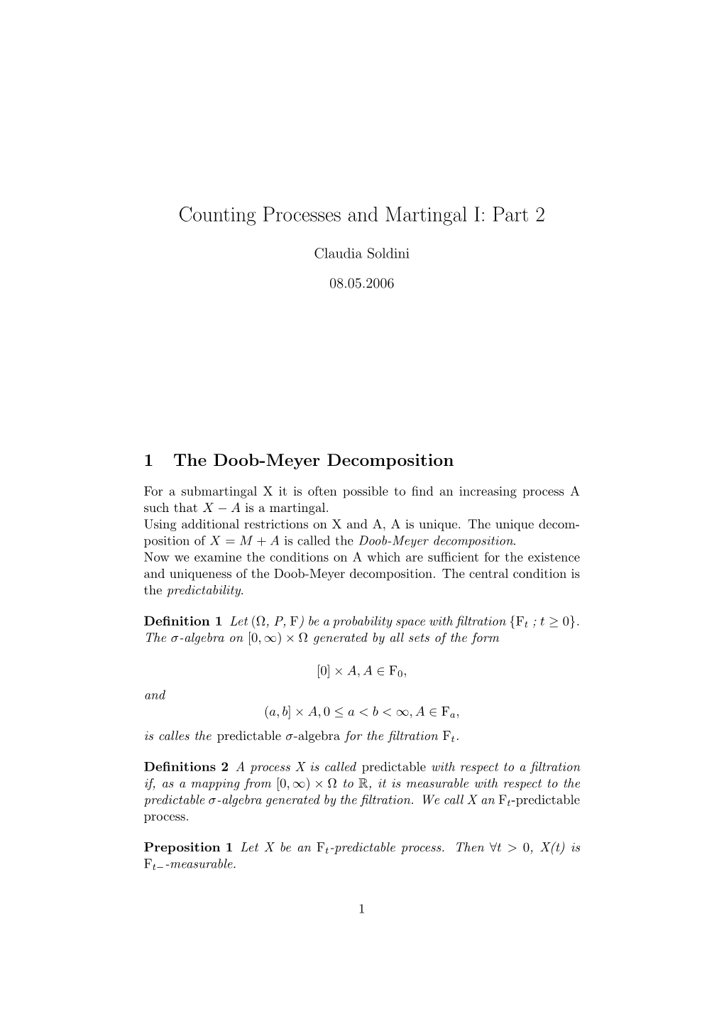 Counting Processes and Martingal I: Part 2