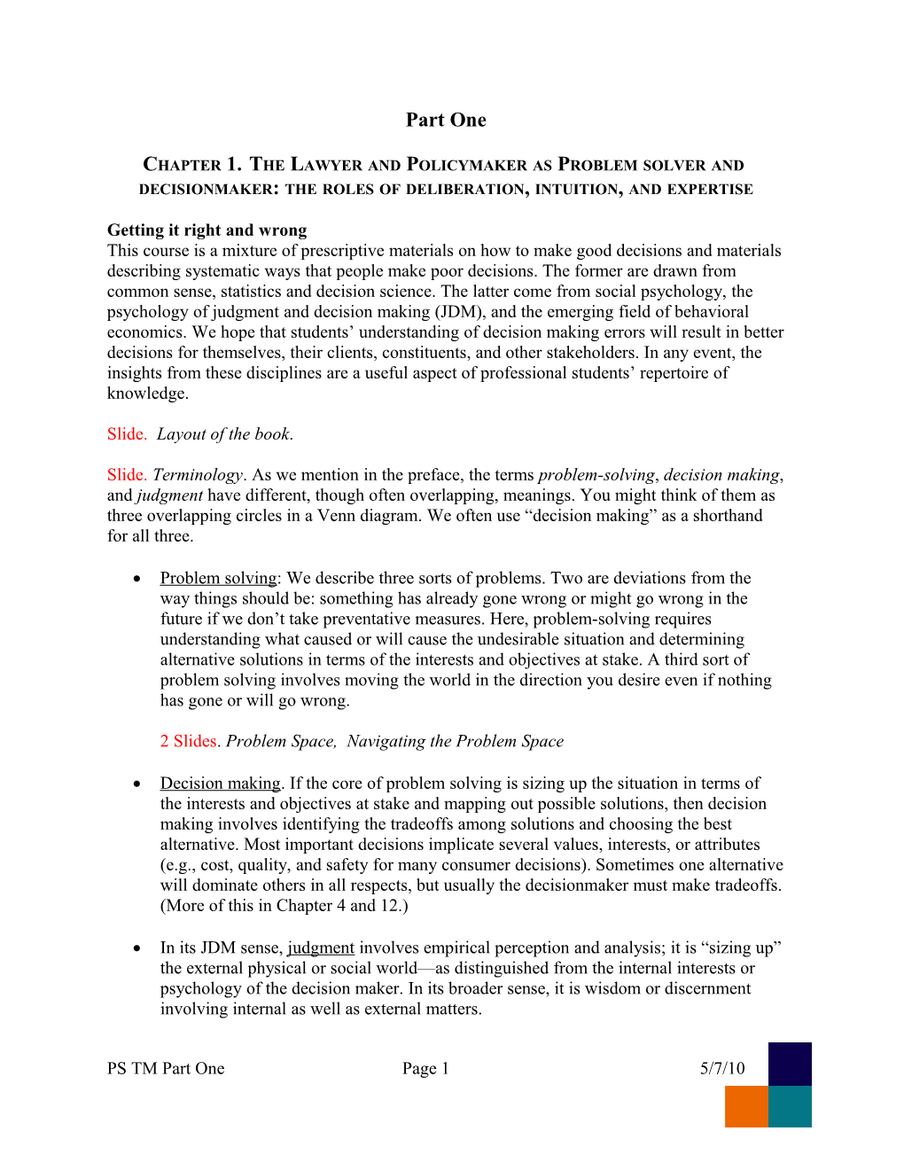 Chapter 1. the Lawyer and Policymaker As Problem Solver And