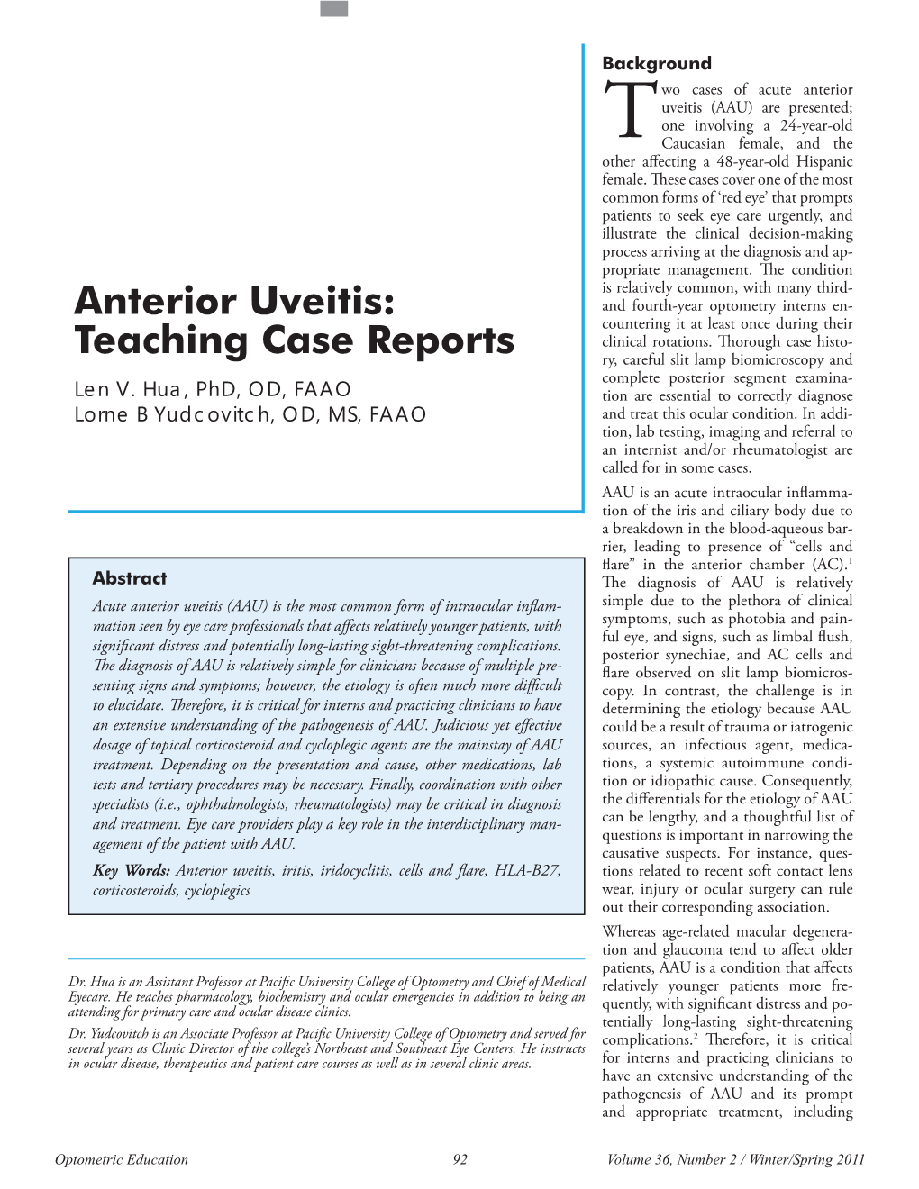 Anterior Uveitis: Teaching Case Reports