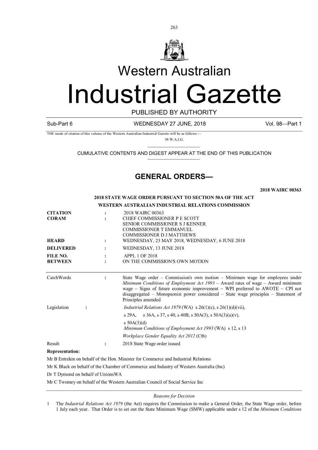 Industrial Gazette PUBLISHED by AUTHORITY