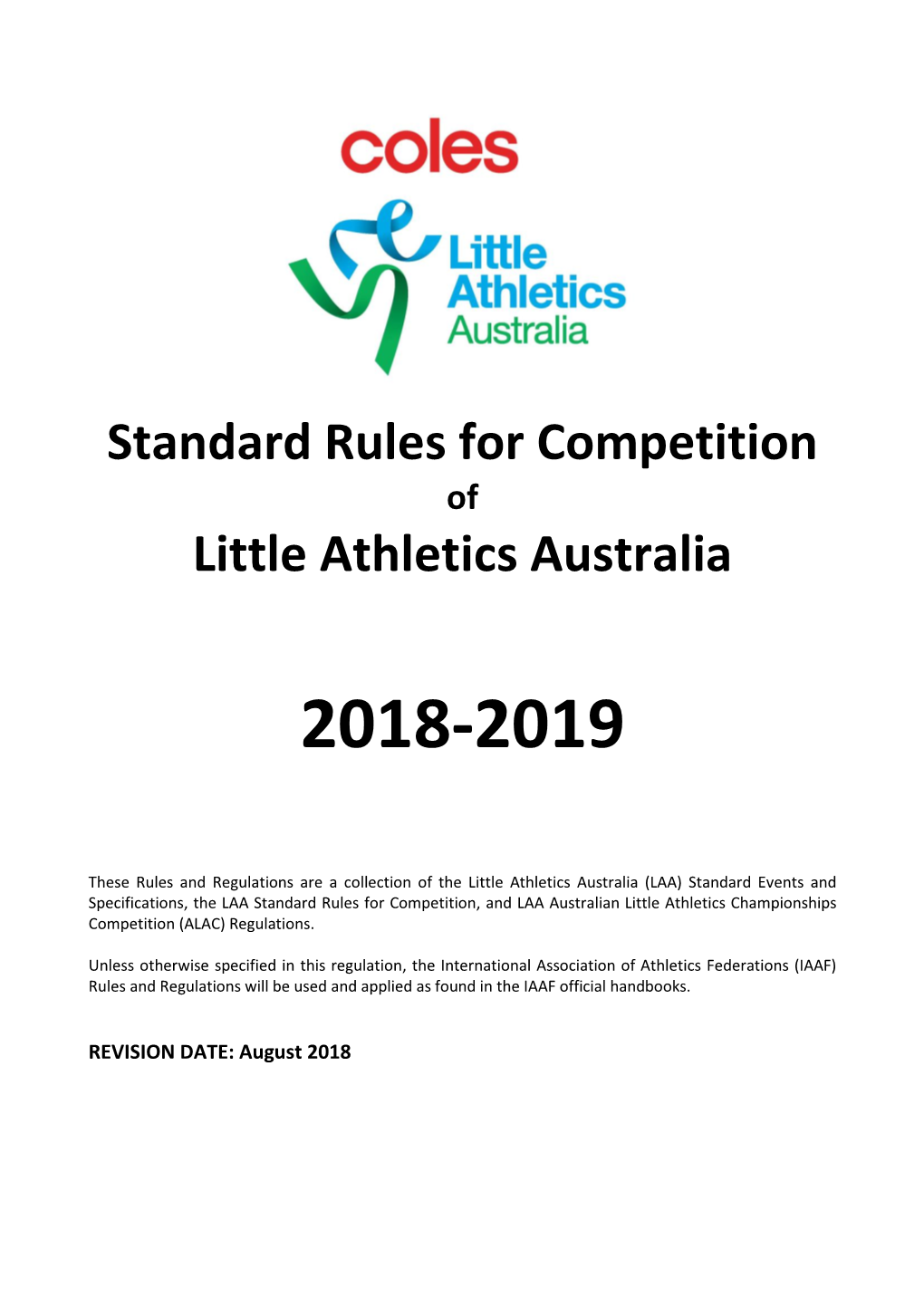 Standard Rules for Competition of Little Athletics Australia 2018-2019